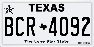 TX license plate BCR4092