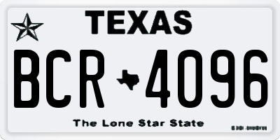 TX license plate BCR4096
