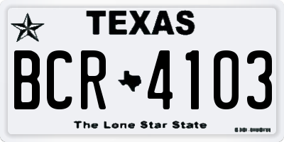 TX license plate BCR4103