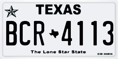 TX license plate BCR4113