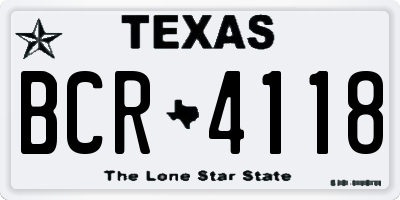 TX license plate BCR4118