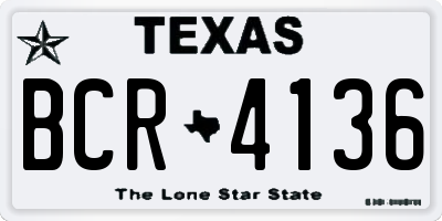 TX license plate BCR4136