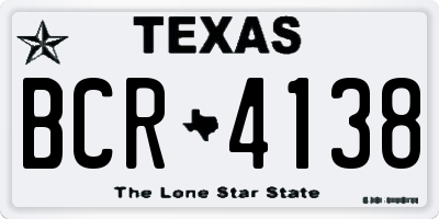 TX license plate BCR4138