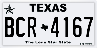 TX license plate BCR4167