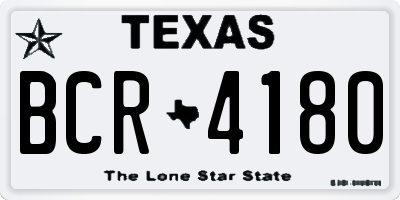 TX license plate BCR4180