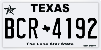 TX license plate BCR4192