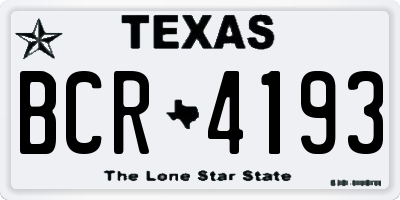 TX license plate BCR4193