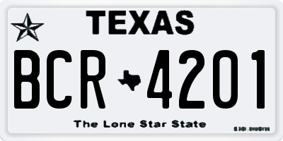 TX license plate BCR4201