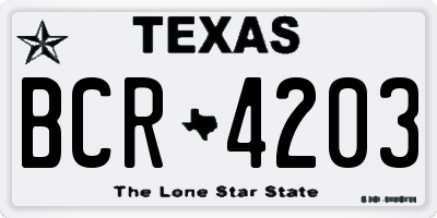 TX license plate BCR4203