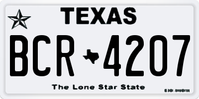 TX license plate BCR4207