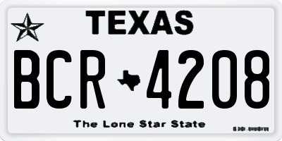 TX license plate BCR4208