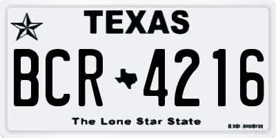 TX license plate BCR4216
