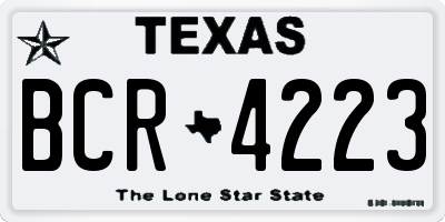 TX license plate BCR4223