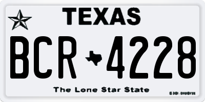 TX license plate BCR4228