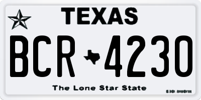 TX license plate BCR4230