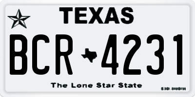 TX license plate BCR4231