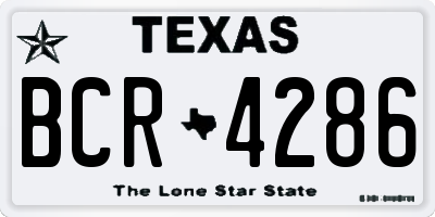 TX license plate BCR4286
