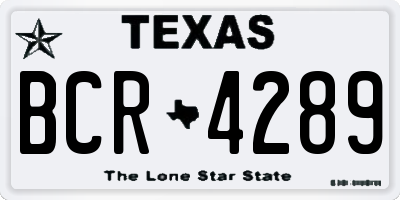 TX license plate BCR4289
