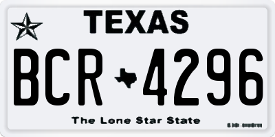 TX license plate BCR4296