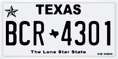 TX license plate BCR4301