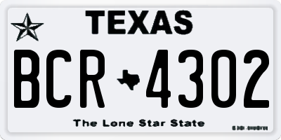 TX license plate BCR4302