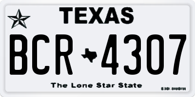 TX license plate BCR4307