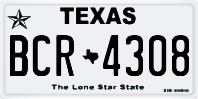 TX license plate BCR4308