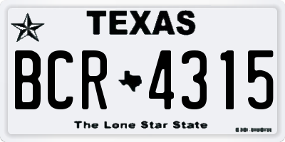 TX license plate BCR4315