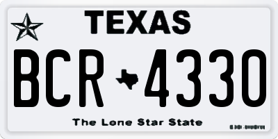 TX license plate BCR4330