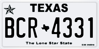 TX license plate BCR4331