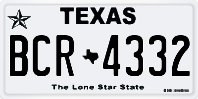TX license plate BCR4332