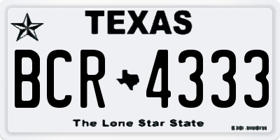TX license plate BCR4333