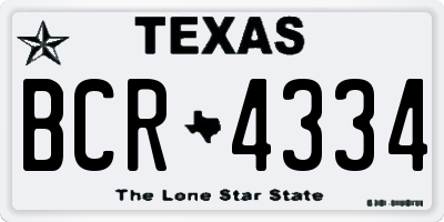 TX license plate BCR4334