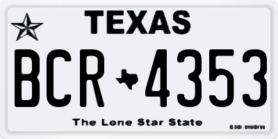 TX license plate BCR4353