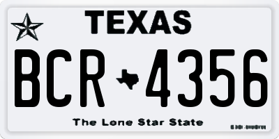 TX license plate BCR4356