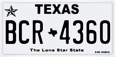 TX license plate BCR4360