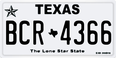 TX license plate BCR4366