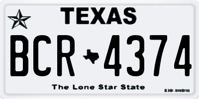 TX license plate BCR4374