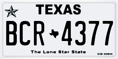 TX license plate BCR4377