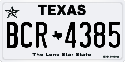 TX license plate BCR4385