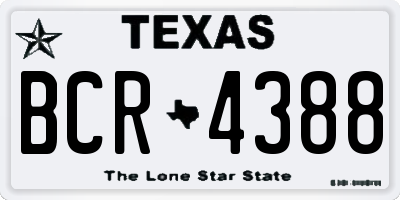 TX license plate BCR4388
