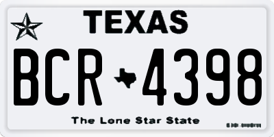 TX license plate BCR4398