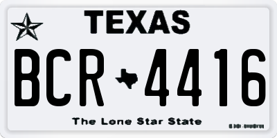 TX license plate BCR4416
