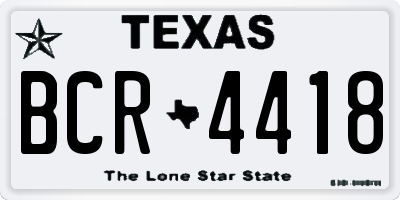 TX license plate BCR4418