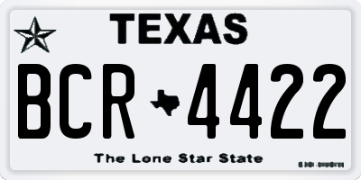 TX license plate BCR4422