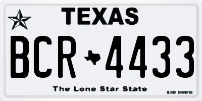 TX license plate BCR4433