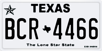 TX license plate BCR4466
