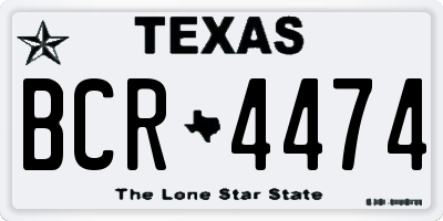 TX license plate BCR4474
