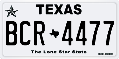TX license plate BCR4477