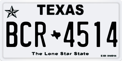 TX license plate BCR4514
